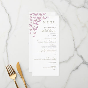 Purple Gold Butterfly Boho Elegant Bridal Shower Menu