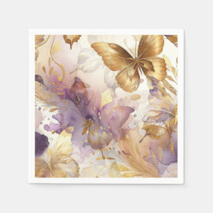 Purple & Gold Butterfly Dress Fantasy Sweet 16  Napkin