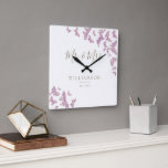 Purple Gold Butterfly Elegant Wedding Anniversary Square Wall Clock<br><div class="desc">A boho chic, modern, elegant, personalised wedding anniversary keepsake clock featuring purple and gold butterflies (this is a digital effect, not real foil) and the words "Mr and Mrs" in elegant calligraphy. A nice custom wedding gift or wedding anniversary for a young - and young at heart - couple celebrating...</div>