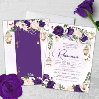 Purple Gold Butterfly Floral Elegant Bridal Shower