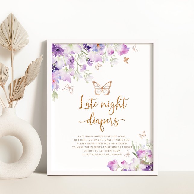 Purple gold butterfly Late night diapers game Poster (Creator Uploaded)