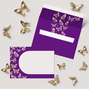 Purple Gold Butterfly Quinceañera 15th Birthday Envelope