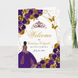 Purple & Gold Butterfly Quinceanera Program Invitation