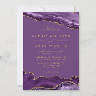 Purple & Gold Calligraphy Wedding Invitation