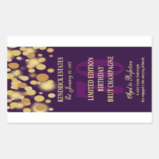 Purple Gold Champagne Bubbles Birthday Label 750ml
