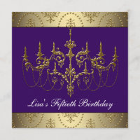 Purple Gold Chandelier Womans 50th Birthday