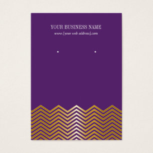 Purple Gold Chevron Custom Earring Card