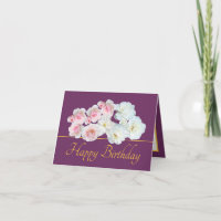 Purple Gold Chic Bouquet White Pink Roses Birthday