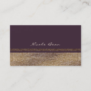 Purple Gold Chic Sparkling Glam Elegant Custom Business Card