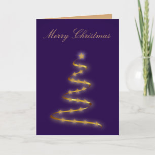 Purple & Gold Christmas Tree Greeting Card
