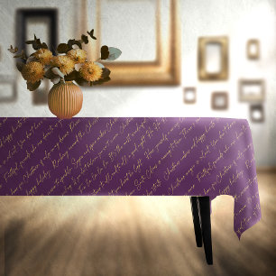 Purple Gold Christmas Typography Pattern#36 ID1009 Tablecloth