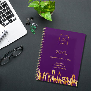 Purple gold city skyline business logo 2026 planner
