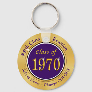 Purple Gold Class of 1970 50th Class Reunion Gift Key Ring