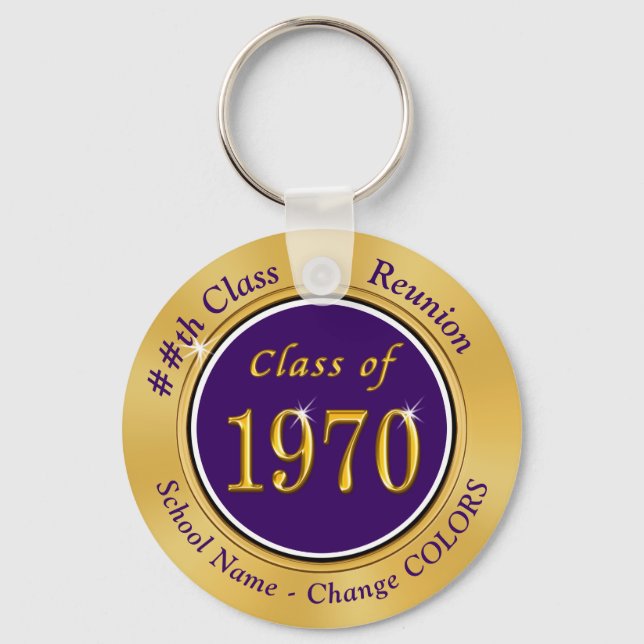 Purple Gold Class of 1970, 55th Class Reunion Gift Key Ring (Front)