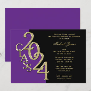 Purple Gold Class of 2024 Grad with Colour Option Invitation