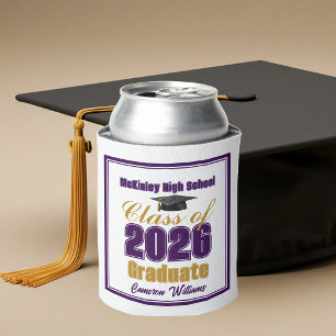 Purple Gold Class of 2026 Custom Graduation Party Can Cooler
