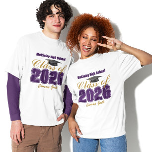 Purple Gold Class of 2026 Customised Graduate T-Shirt