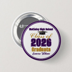 Purple Gold Class of 2026 Graduation Keepsake 6 Cm Round Badge