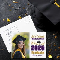 Purple Gold Class of 2026 Photo Graduation Party