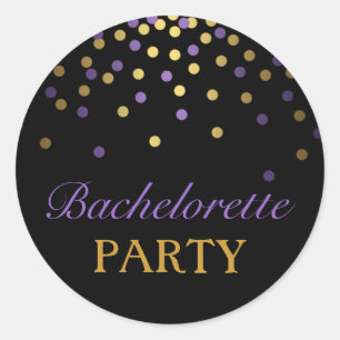 Purple & Gold Confetti Bachelorette Sticker