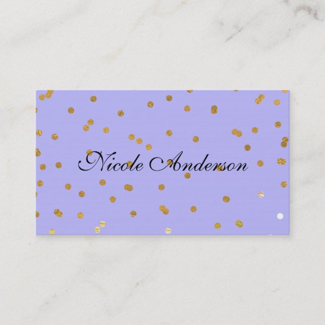 Purple & Gold Confetti Dots Modern Glamour Glam Business Card (Front)
