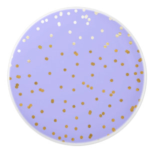 Purple & Gold Confetti Dots Modern Glamour Glam Ceramic Knob