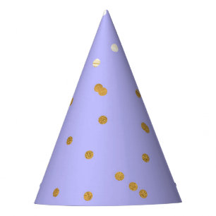 Purple & Gold Confetti Dots Modern Glamour Glam Party Hat