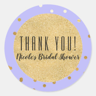 Purple & Gold Confetti Dots Modern Party Favour Classic Round Sticker