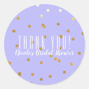 Purple & Gold Confetti Dots Modern Party Favour Classic Round Sticker