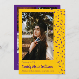 Purple Gold Confetti Graduation Announcement