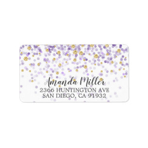 Purple & Gold Confetti Return Address Label