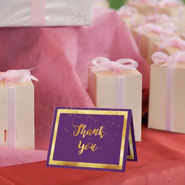 Purple gold confetti wedding Thank You Card (Creator Uploaded)