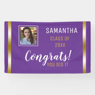 Purple Gold Congrats Graduate Photo Graduation Banner