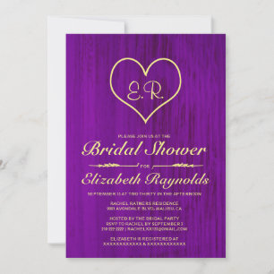 Purple & Gold Country Bridal Shower Invitations