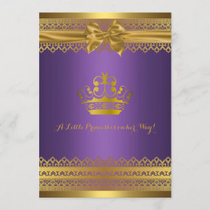 Purple & Gold Crown Baby Shower Invitation
