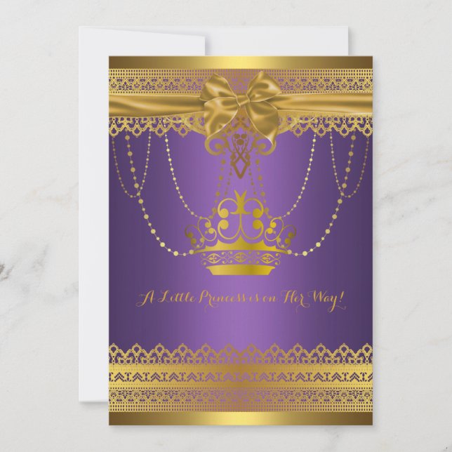 Purple & Gold Crown Baby Shower Invitation (Front)