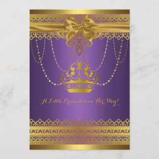 Purple & Gold Crown Baby Shower Invitation