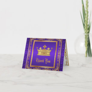 Purple Gold Crown Thank You Card