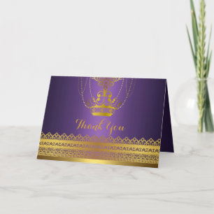 Purple & Gold Crown Thank You Card