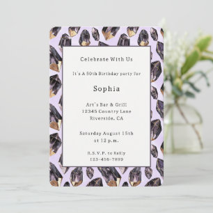 Purple Gold Crystals Birthday Invitation