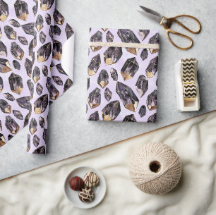 Purple Gold Crystals Birthday Wrapping Paper