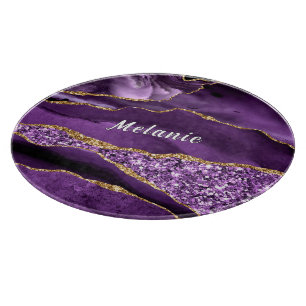 Purple Gold Custom Name Cutting Board