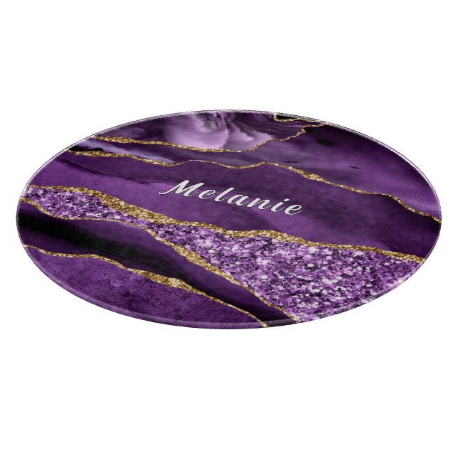 Purple Gold Custom Name Cutting Board (Corner)