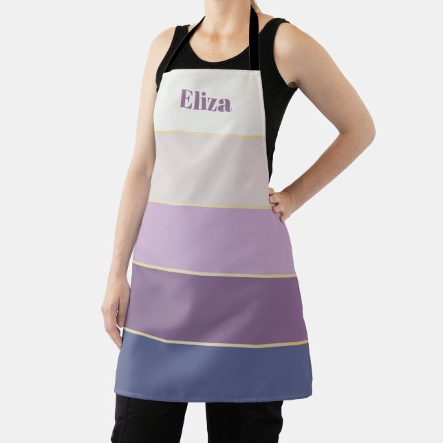 Purple Gold Custom Summer Colour Block Stripes Apron (Insitu)