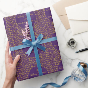 Purple Gold Damask Christmas Mood Wrapping Paper
