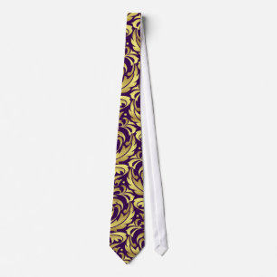 Purple & Gold Damask Holiday Christmas Tie