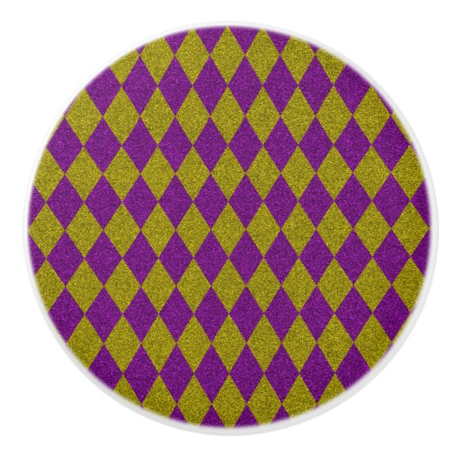 Purple & Gold Diamond Glitter Ceramic Knob (Front)