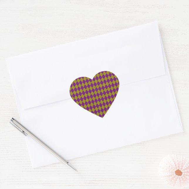 Purple & Gold Diamond Glitter Heart Sticker (Envelope)