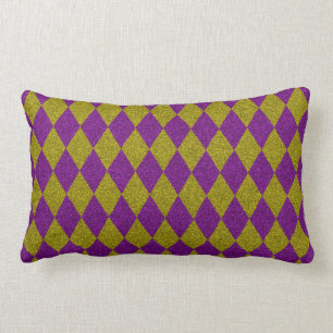 Purple & Gold Diamond Glitter Lumbar Cushion