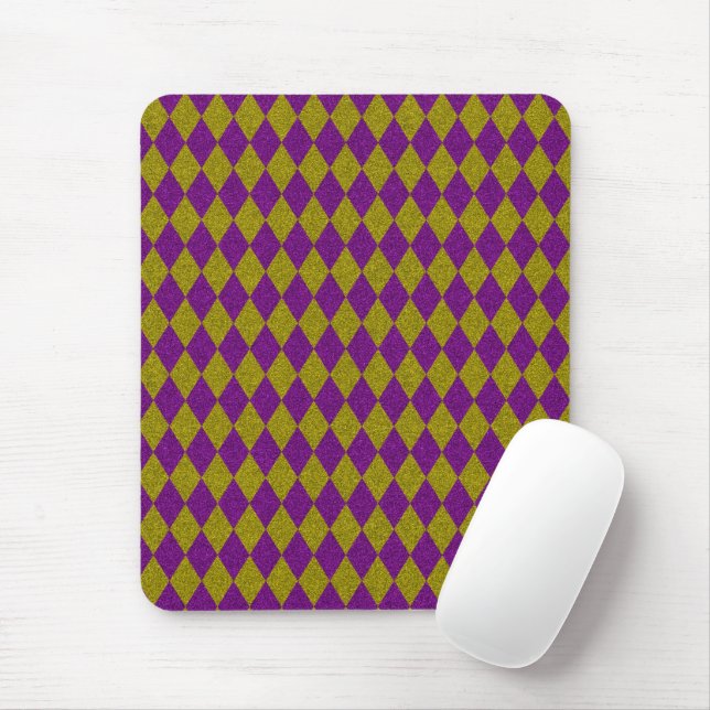 Purple & Gold Diamond Glitter Mouse Mat (With Mouse)